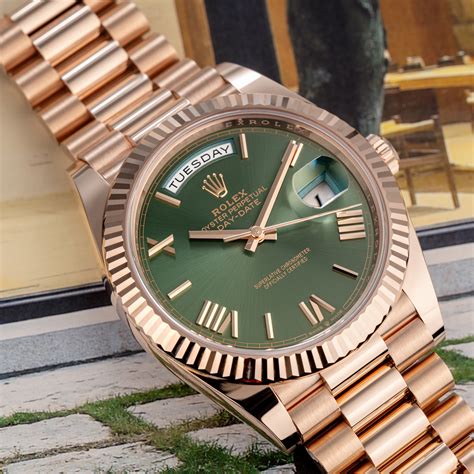 rolex daydate olive green|rolex day date 40mm price.